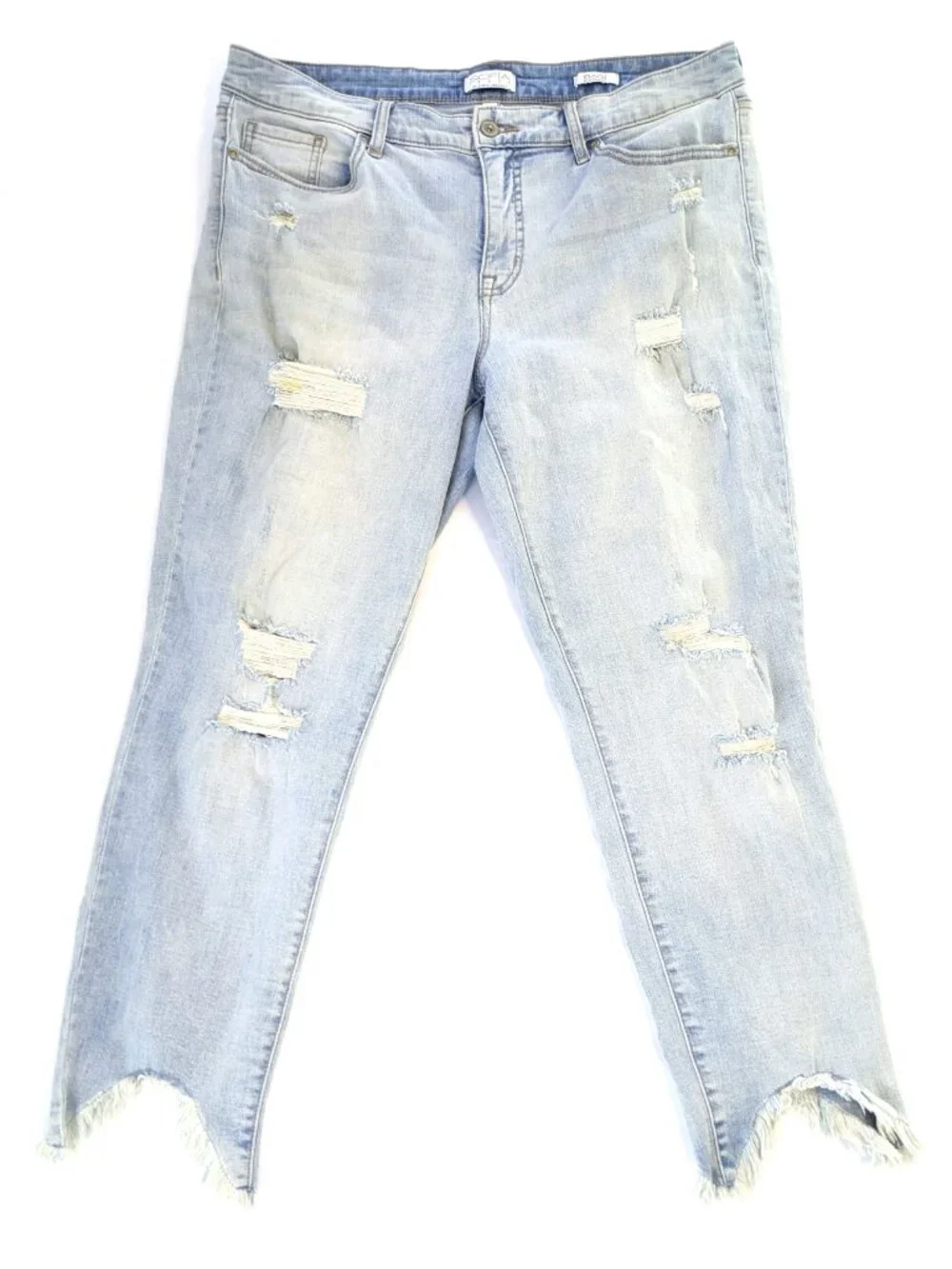 Sofia Vergara Bagi Boyfriend Jeans - Women's 12 - Distressed with Sharkbite Hem - Picture 2 of 8
